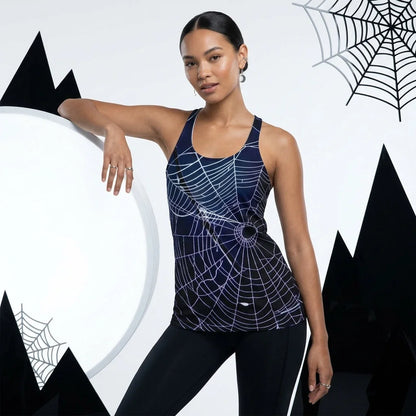 Spider Web Print Racerback Shirt For Yoga Flow