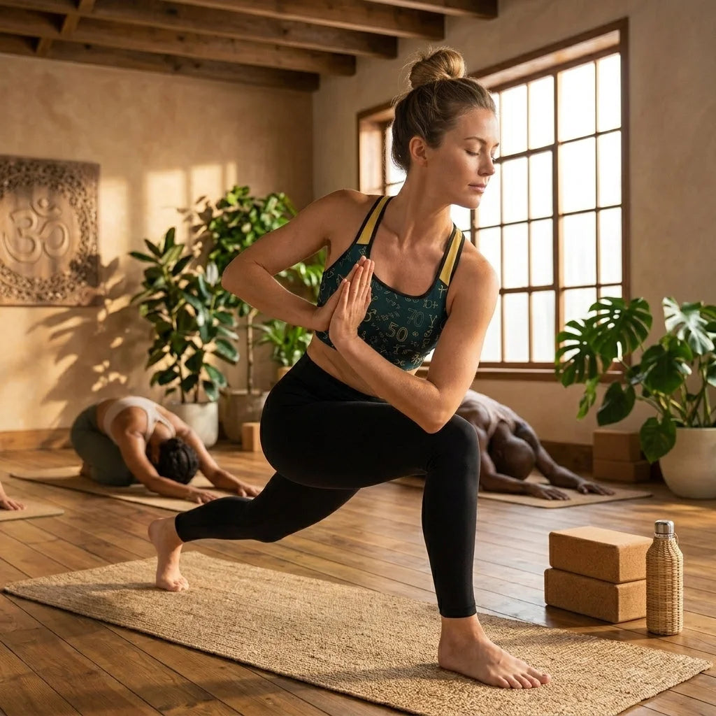 Sport Bra For Yoga With Golden Mystic Symbols