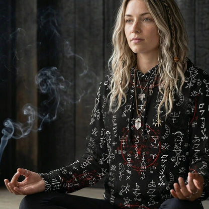 Sports Hoodie With Alchemy Symbol Print