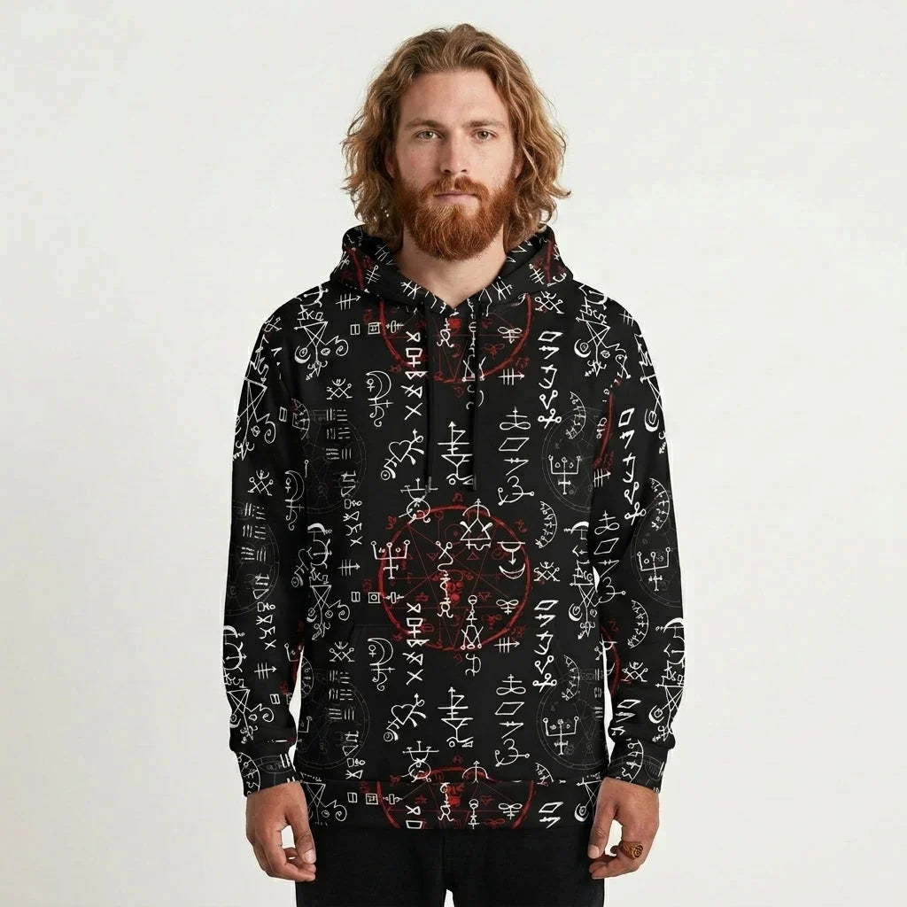 Sports Hoodie With Alchemy Symbol Print