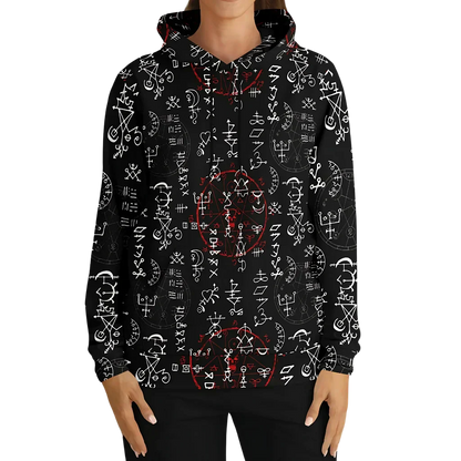 Sports Hoodie With Alchemy Symbol Print
