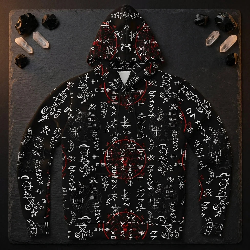 Sports Hoodie With Alchemy Symbol Print