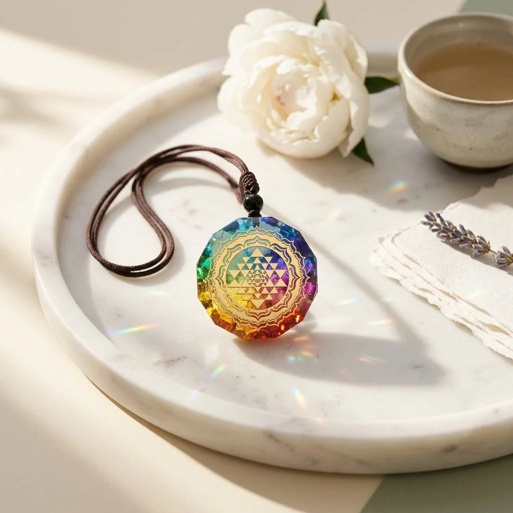 Sri Chakra Pendant For Chakra Alignment & Energy Work - Multi-Color