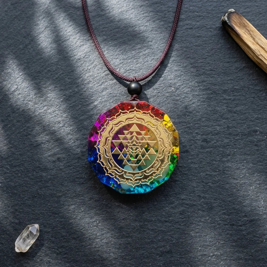 Sri Chakra Pendant For Chakra Alignment & Energy Work - Multi-Color