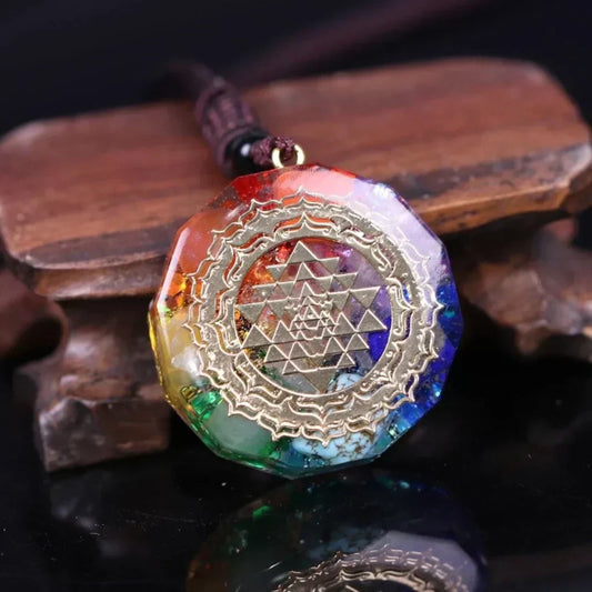 Sri Chakra Pendant For Chakra Alignment & Energy Work - Multi-Color