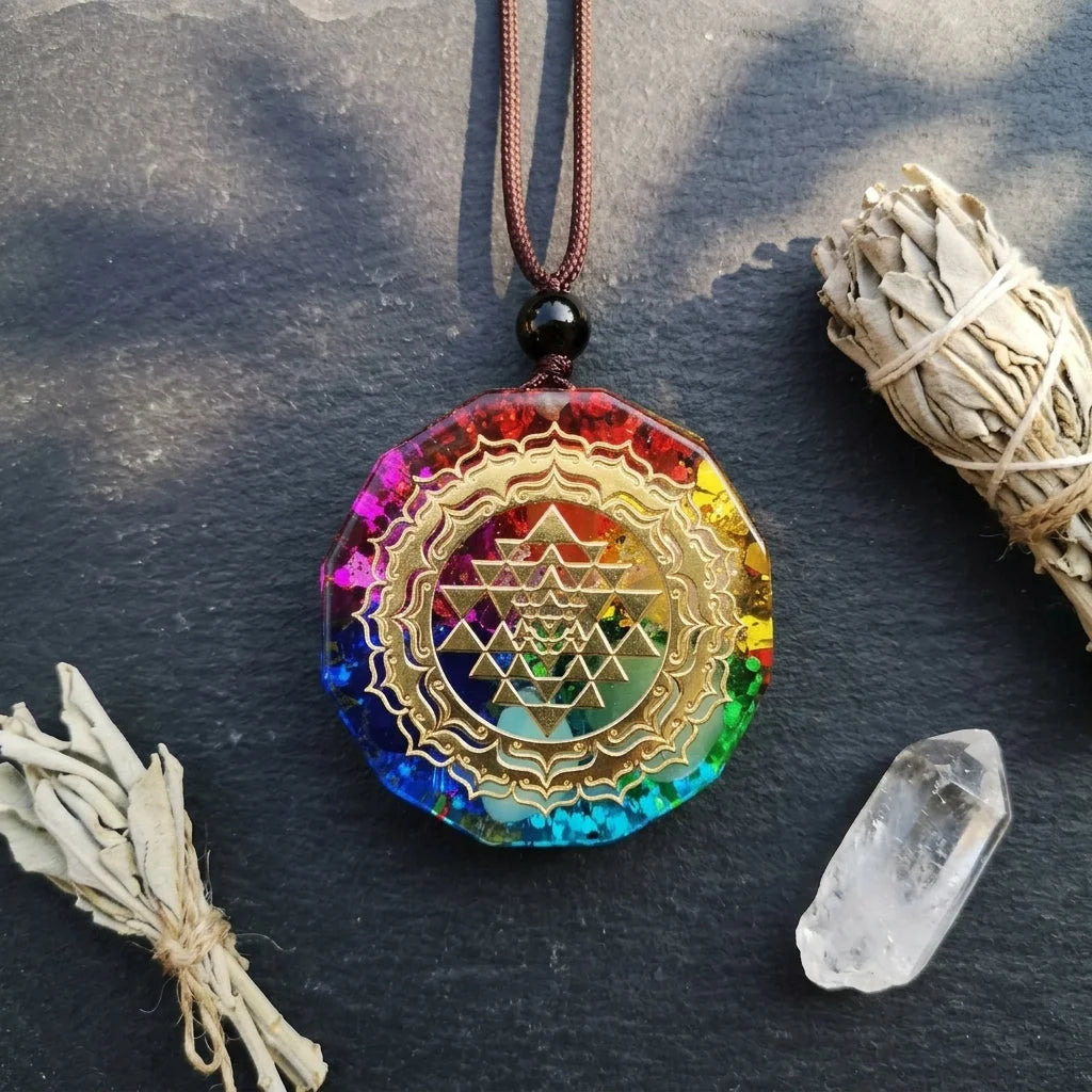 Sri Chakra Pendant For Chakra Alignment & Energy Work - Multi-Color