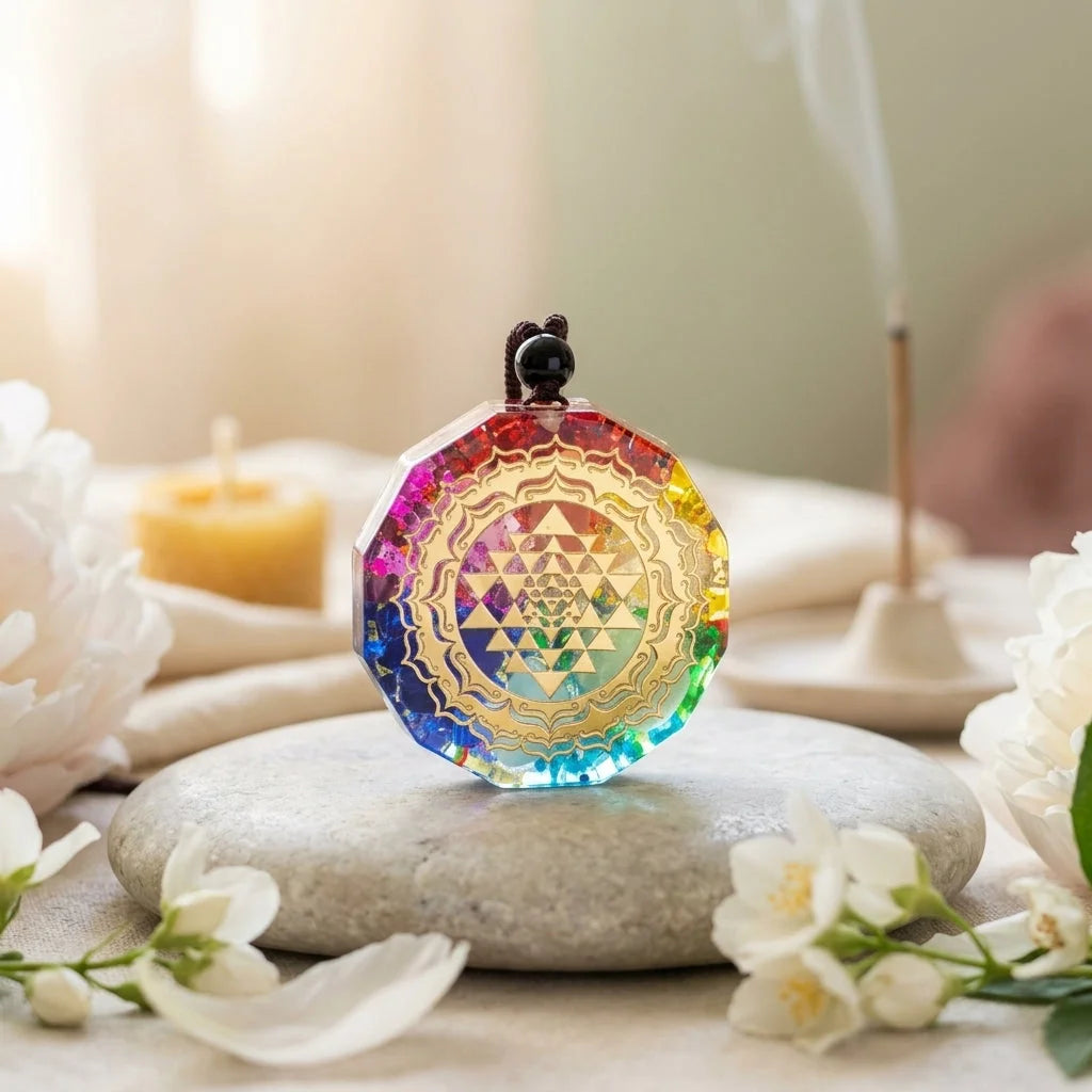 Sri Chakra Pendant For Chakra Alignment & Energy Work - Multi-Color