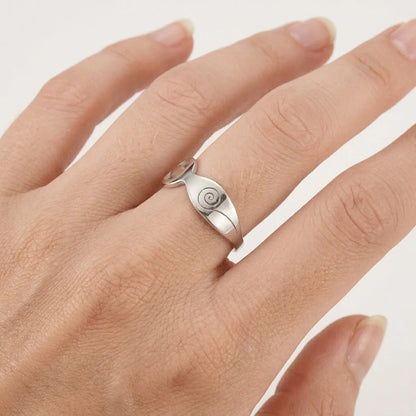 Stainless Steel Thumb Ring With Yoga Pose Detail