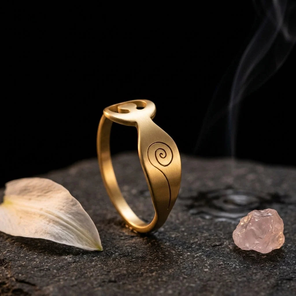 Stainless Steel Thumb Ring With Yoga Pose Detail
