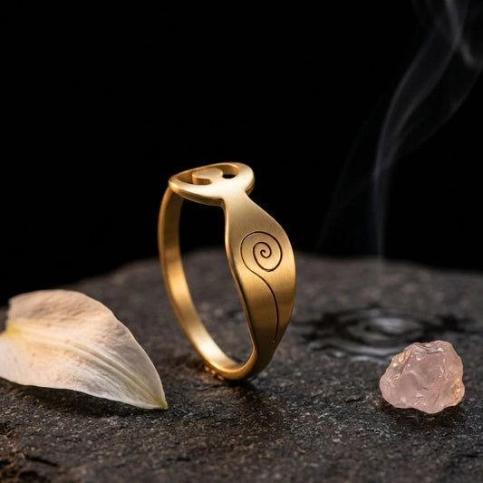 Stainless Steel Thumb Ring With Yoga Pose Detail