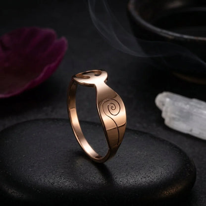 Stainless Steel Thumb Ring With Yoga Pose Detail