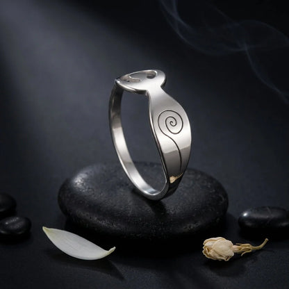 Stainless Steel Thumb Ring With Yoga Pose Detail