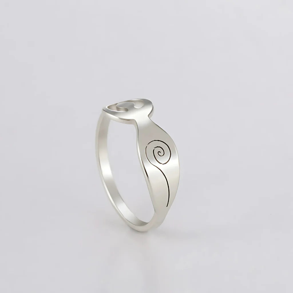 Stainless Steel Thumb Ring With Yoga Pose Detail