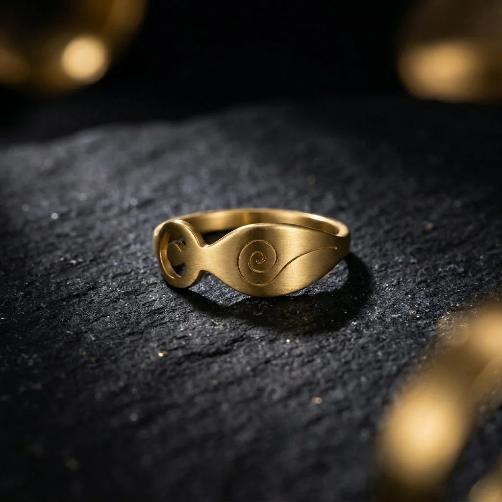 Stainless Steel Thumb Ring With Yoga Pose Detail