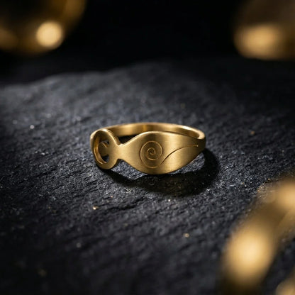 Stainless Steel Thumb Ring With Yoga Pose Detail
