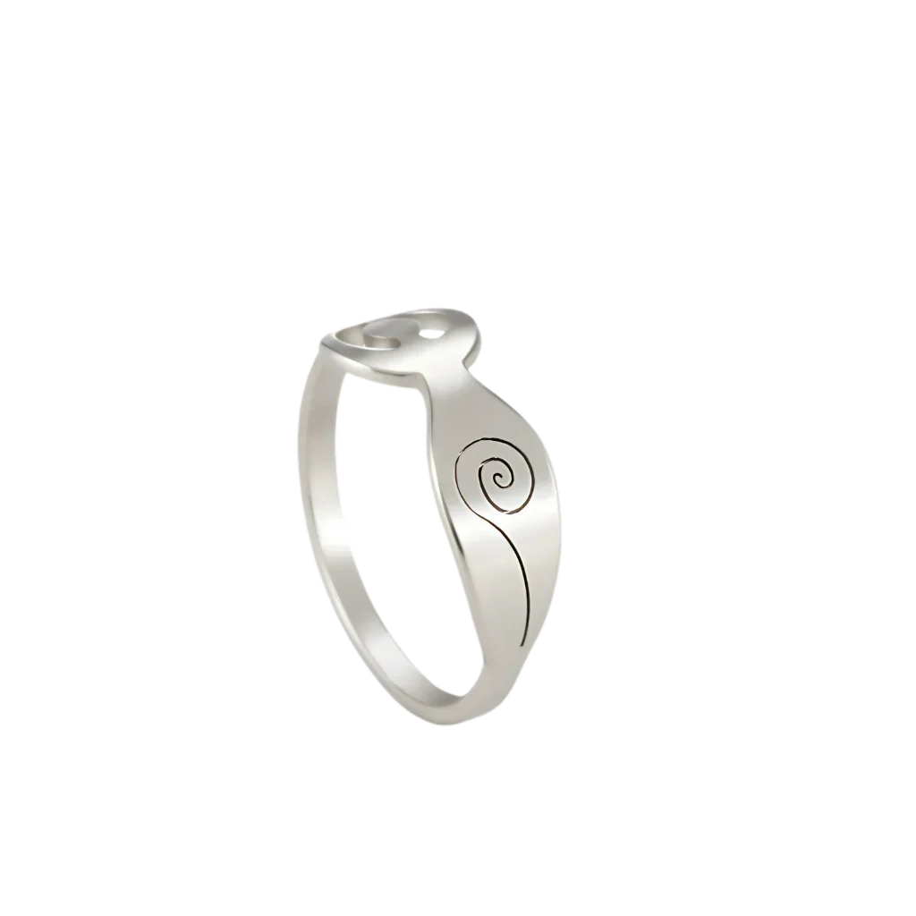 Stainless Steel Thumb Ring With Yoga Pose Detail - White / 7