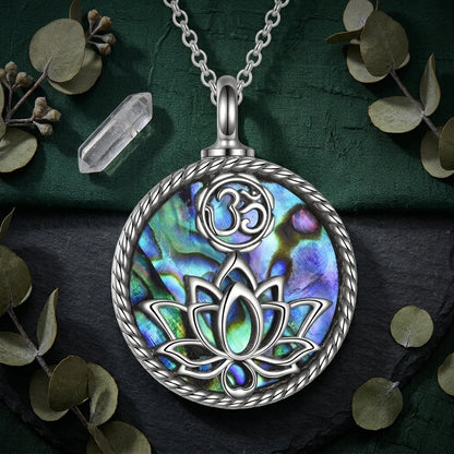Sterling Silver Om Chain With Lotus Urn Pendant - Silver