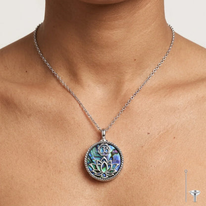 Sterling Silver Om Chain With Lotus Urn Pendant - Silver