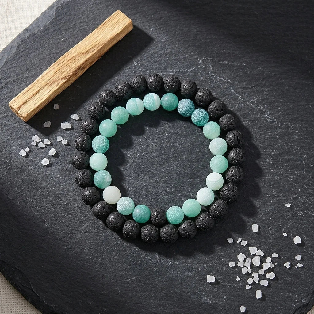 Stone Charm Beaded Bracelet For Couples