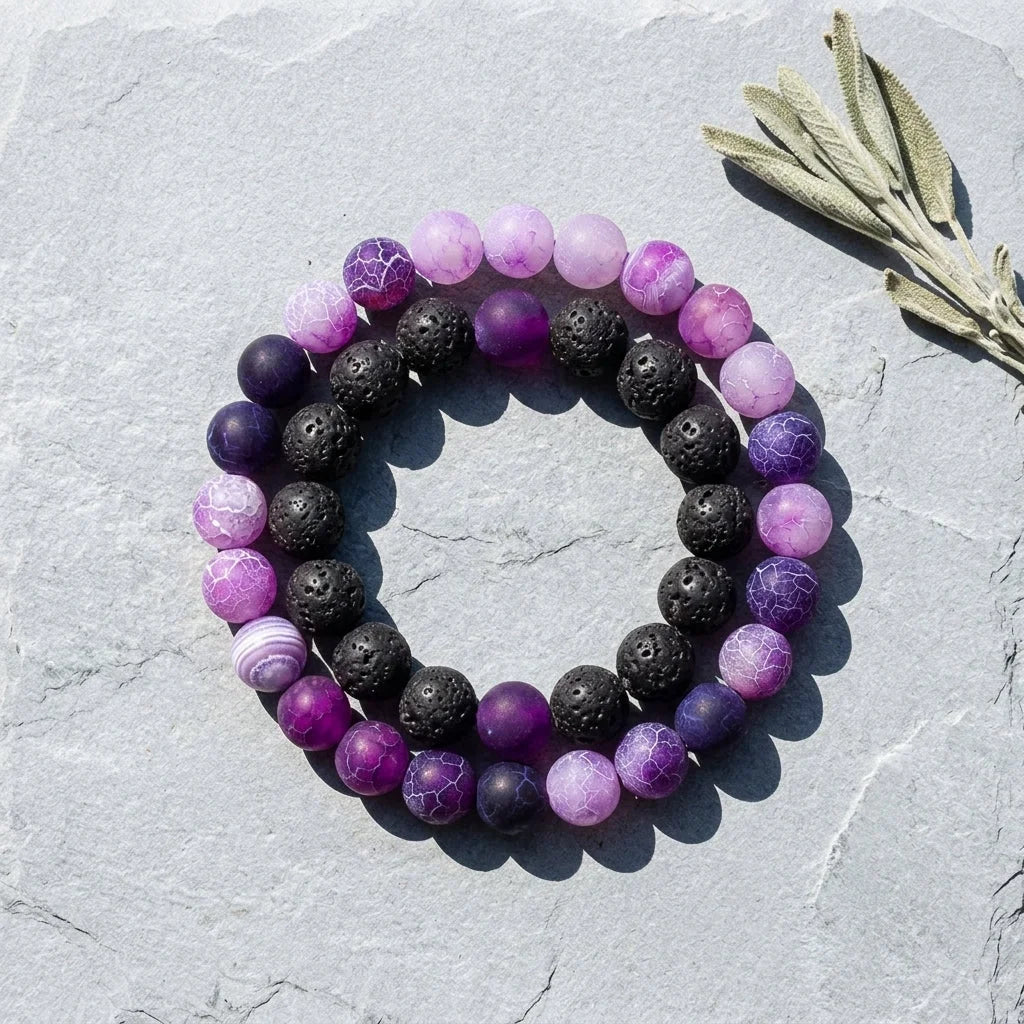 Stone Charm Beaded Bracelet For Couples