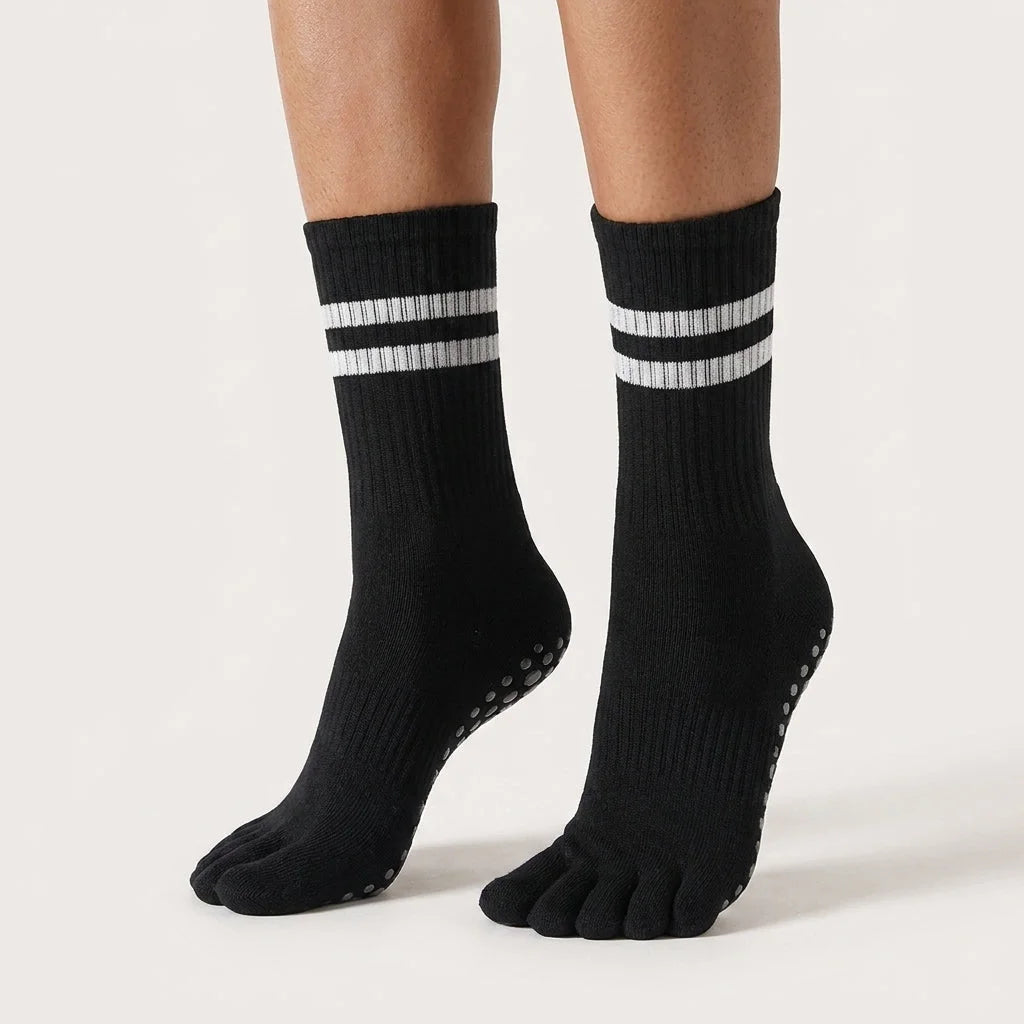 Striped Yoga Socks Toes With Non Slip And Breathable Fit