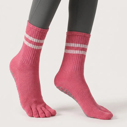 Striped Yoga Socks Toes With Non Slip And Breathable Fit