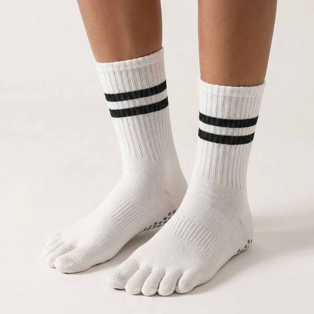 Striped Yoga Socks Toes With Non Slip And Breathable Fit