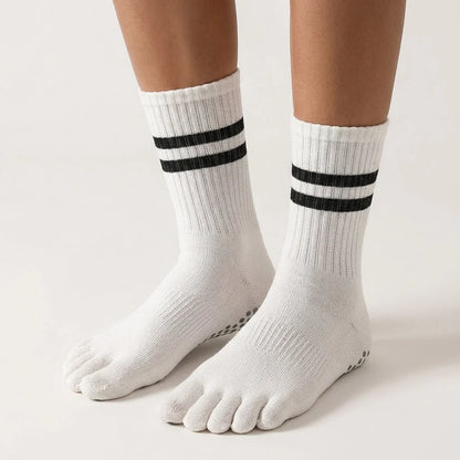 Striped Yoga Socks Toes With Non Slip And Breathable Fit