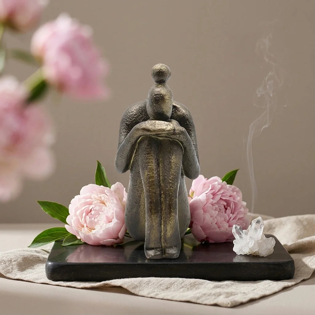 Thinker Pose Resin Yoga Sculpture Bookstop