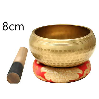 Tibetan Singing Bowls Healing Sound Tool - 8 cm(dia) Gold with red mat