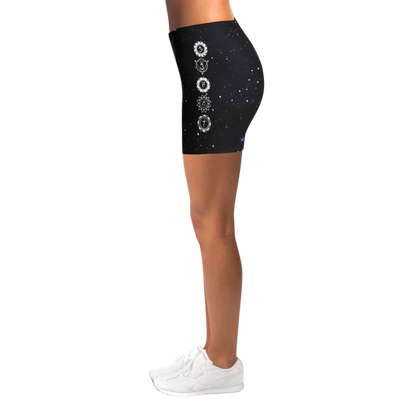 Tight Shorts For Women With Sun Moon Chakra Print