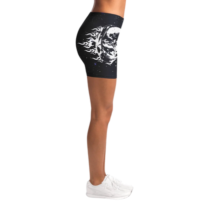 Tight Shorts For Women With Sun Moon Chakra Print