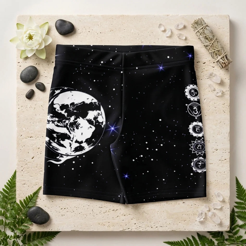 Tight Shorts For Women With Sun Moon Chakra Print