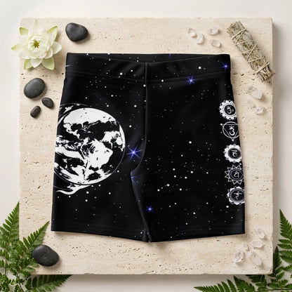 Tight Shorts For Women With Sun Moon Chakra Print