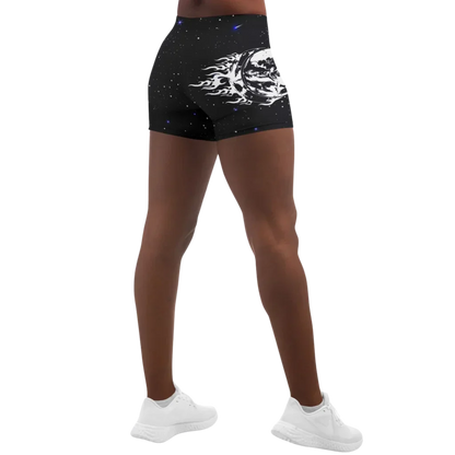 Tight Shorts For Women With Sun Moon Chakra Print