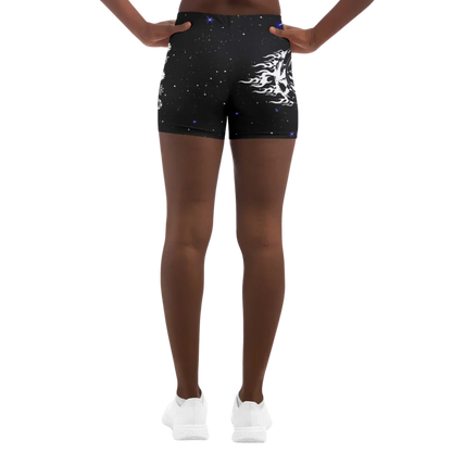 Tight Shorts For Women With Sun Moon Chakra Print