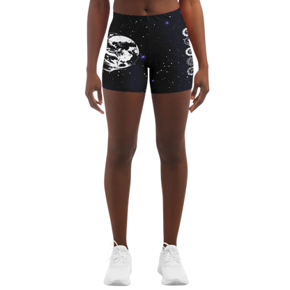 Tight Shorts For Women With Sun Moon Chakra Print