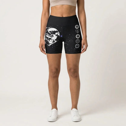 Tight Shorts For Women With Sun Moon Chakra Print