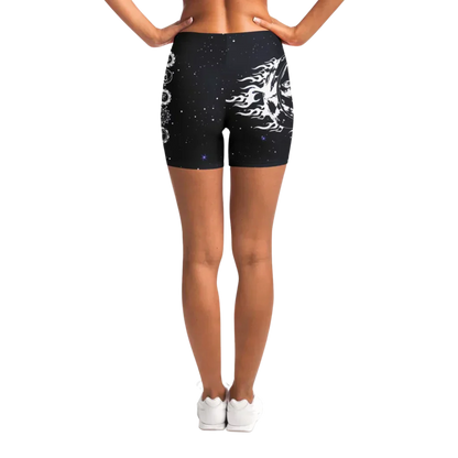 Tight Shorts For Women With Sun Moon Chakra Print