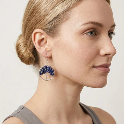 Tree Of Life Boho Hippie Earrings With Natural Stones