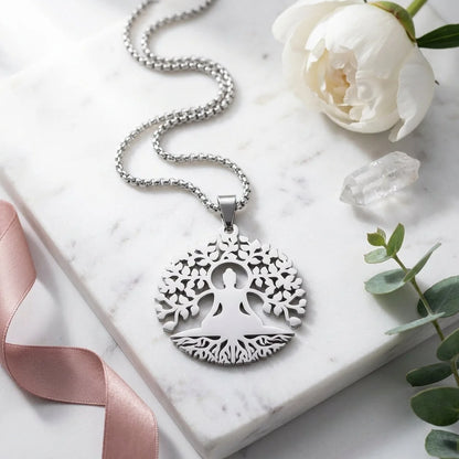 Tree Of Life Pendant With Buddha And Sacred Geometry