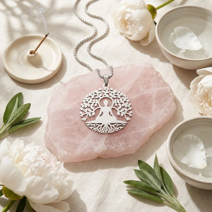 Tree Of Life Pendant With Buddha And Sacred Geometry