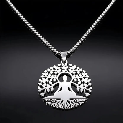 Tree Of Life Pendant With Buddha And Sacred Geometry