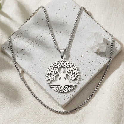 Tree Of Life Pendant With Buddha And Sacred Geometry