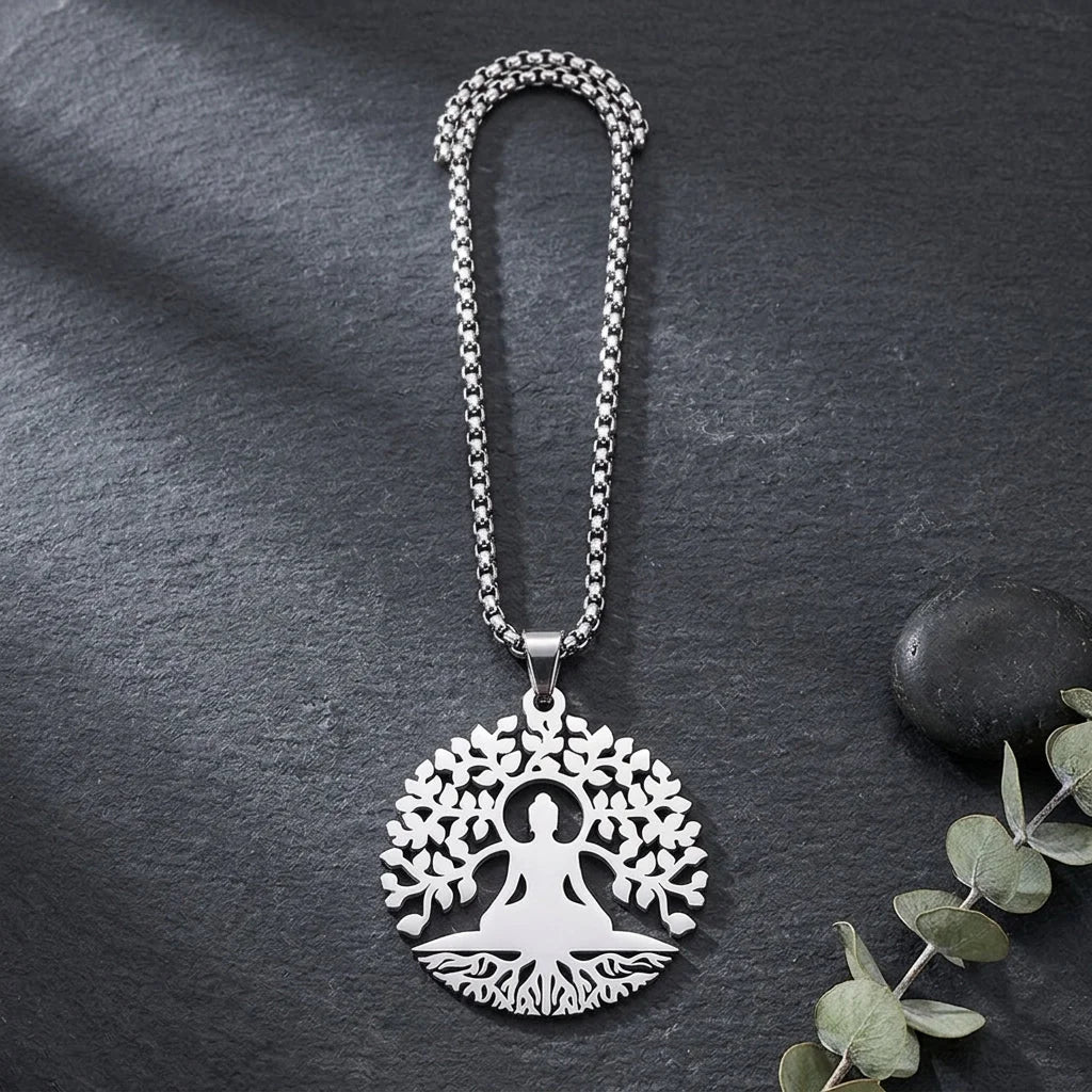 Tree Of Life Pendant With Buddha And Sacred Geometry