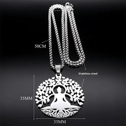 Tree Of Life Pendant With Buddha And Sacred Geometry