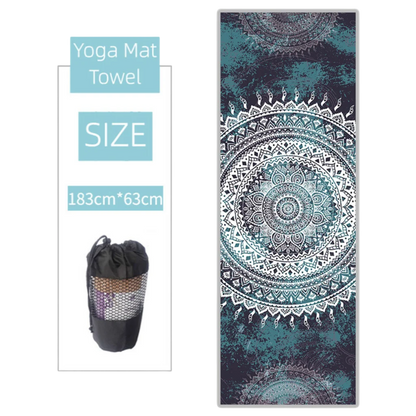 Ultra Grip Yoga Mat Towel Grip For Sweat-Free Flow - Blue and white / 183x63 cm