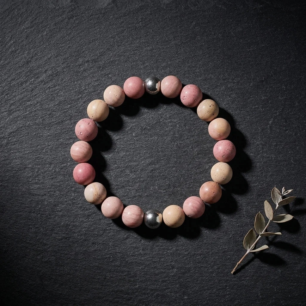 Unisex Wellness Bracelet Stones With Metal Accents