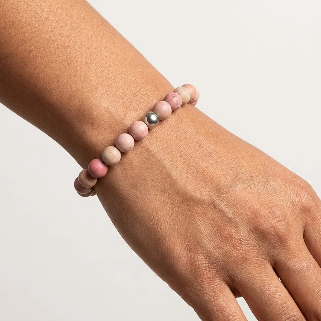 Unisex Wellness Bracelet Stones With Metal Accents