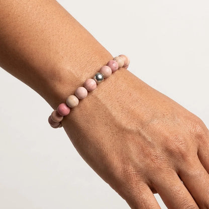 Unisex Wellness Bracelet Stones With Metal Accents